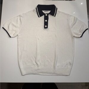 Zara White Polo Shirt with Black Accents